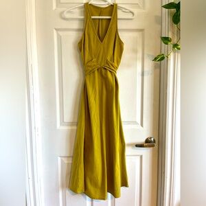Vintage chartreuse linen midi dress
